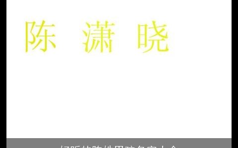 好听的陈姓男孩名字大全