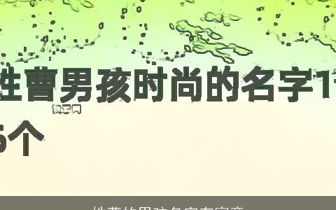 姓曹的男孩名字有寓意