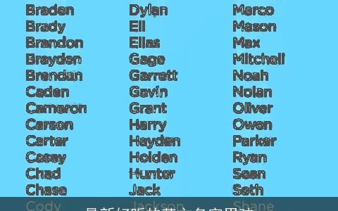 最新好听的英文名字男孩