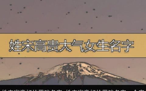 姓宋寓意好的男孩名字 姓宋寓意好的男孩名字一个字