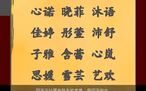 同字五行属性取名的寓意  带同字的女孩名字大全 有个性寓意的带字女孩名字