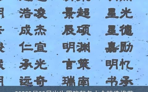 20249月22日出生男孩起名大全精选推荐