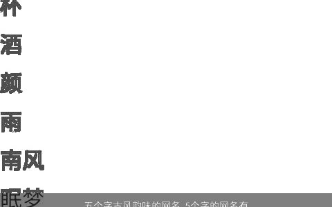 五个字古风韵味的网名 5个字的网名有诗意古风 五个字游戏名字大全 2023