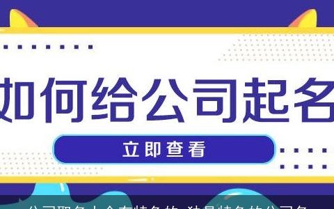 公司取名大全有特色的 独具特色的公司名