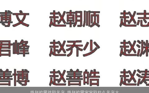 姓赵的男孩取名字 姓赵的男宝宝取什么名字大全好 2023有涵养新颖的赵姓男孩男宝宝名