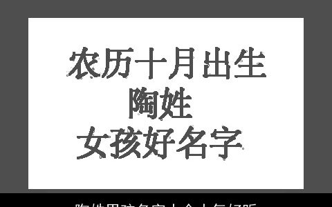 陶姓男孩名字大全大气好听