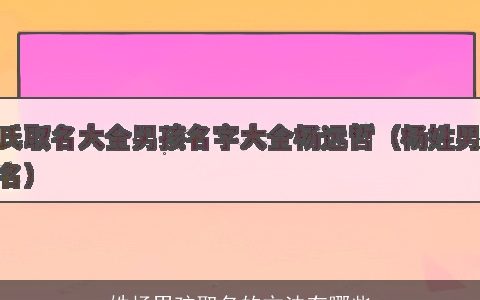 姓杨男孩取名的方法有哪些