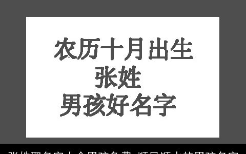 张姓取名字大全男孩免费 顺风顺水的男孩名字