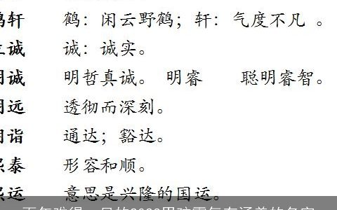百年难得一见的2024男孩霸气有涵养的名字