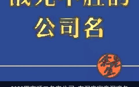 2024四字顺口名字公司 有深度寓意深邃名