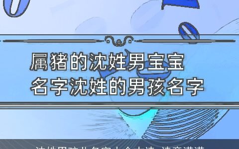 沈姓男孩儿名字大全古诗 诗意满满