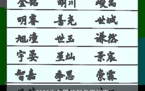 2023牛年男孩起名常用字