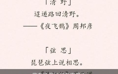 藏在诗里的好名字男生