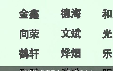 2024男孩名字简单大气 名字大全
