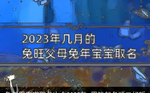 兔年男宝宝取名大全2023款 男孩起名顺口好听