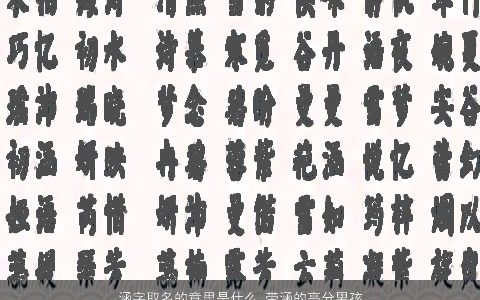 涵字取名的意思是什么 带涵的高分男孩名字大全 有涵养新颖的带涵字男孩名字