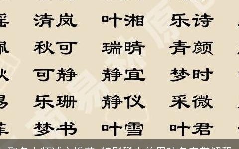 取名大师诚心推荐 特别稀少的男孩名字带解释