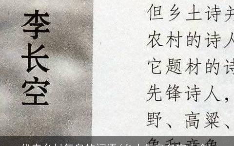 代表乡村气息的词语(乡土气息名字大全)