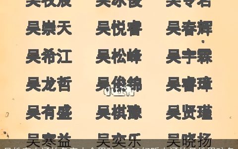 吴姓有内涵的名字大全男孩 2024好听内涵的吴姓男孩名