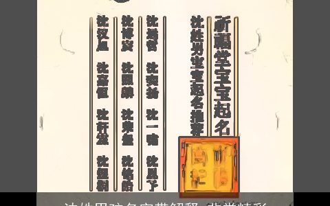 沈姓男孩名字带解释 非常精彩