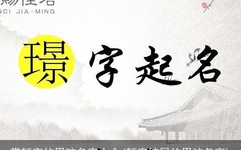 带轩字的男孩名字大全(轩字结尾的男孩名字)