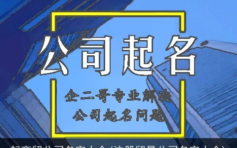 起商贸公司名字大全(注册贸易公司名字大全)