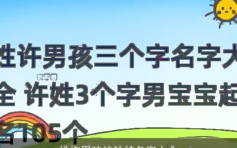 姓许男孩的独特名字大全