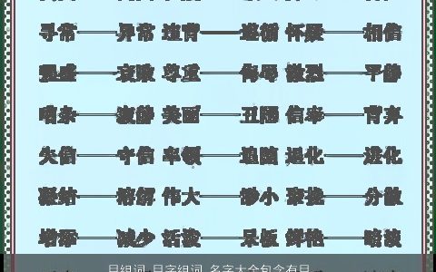 目组词 目字组词 名字大全包含有目的词语成语 新颖有涵养的成语名字最新