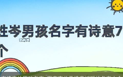 有诗意的男孩名字 男宝宝关于诗意好听的名字大全