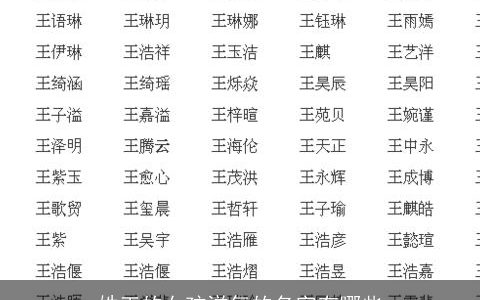 姓王的女孩洋气的名字有哪些