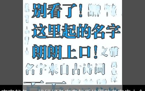 宝宝起名app排行好名字有气质的男孩名字库大全