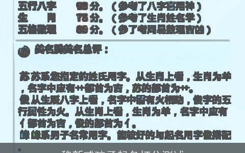 魏新彧孩子起名打分测试