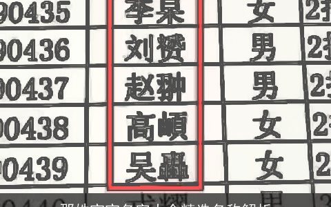 那姓宝宝名字大全精选名称解析