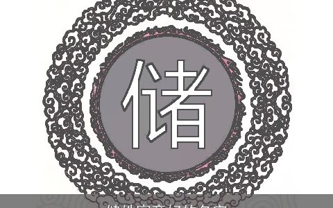 储姓寓意好的名字