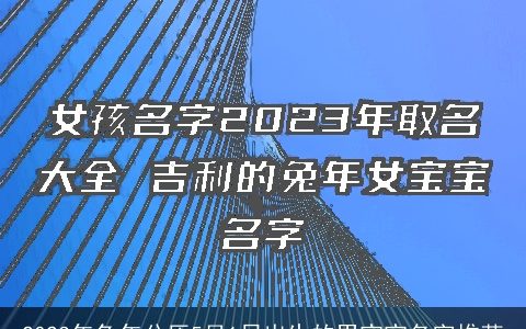 2023年兔年公历5月1日出生的男宝宝名字推荐