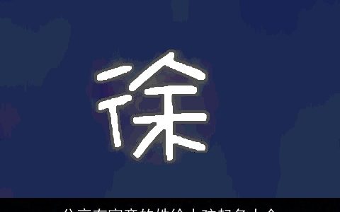 分享有寓意的姓徐小孩起名大全