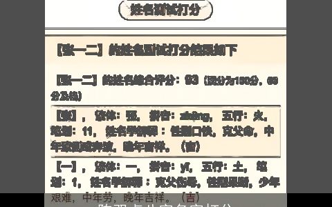 陈双贞八字名字打分