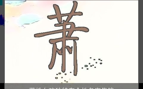 萧姓女孩独特有个性名字集锦