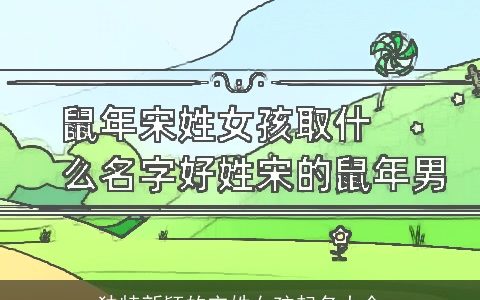 独特新颖的宋姓女孩起名大全