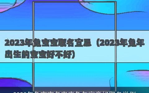 2023年兔宝宝名字库兔年寓意好取名举例