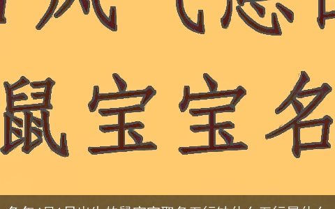 兔年4月1日出生的鼠宝宝取名五行缺什么五行属什么