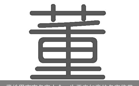 董姓男宝宝名字大全一生平安如意的名字鉴赏