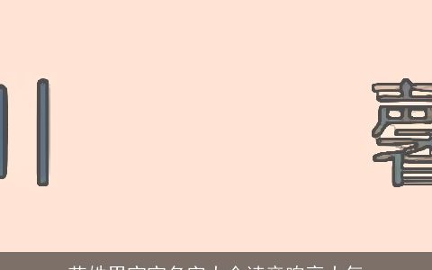 花姓男宝宝名字大全读音响亮大气