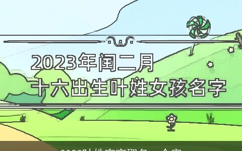 2024叶姓宝宝取名一个字