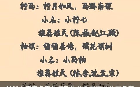 2024女宝宝名字牛年新生儿免费高分分享名字