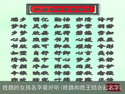 姓魏的女孩名字最好听(姓魏和姓王结合起名字)