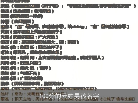 100分的云姓男孩名字