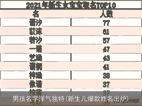 男孩名字洋气独特(新生儿爆款姓名出炉)