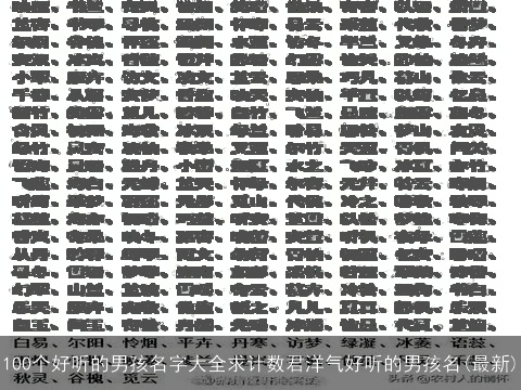 100个好听的男孩名字大全求计数君洋气好听的男孩名(最新)