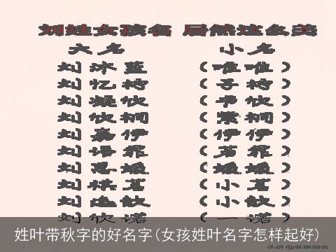 姓叶带秋字的好名字(女孩姓叶名字怎样起好)